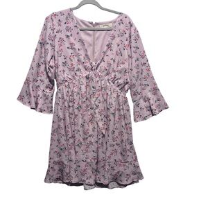 128. A Beautiful Soul Floral Pink mini Dress with Ruffle Sleeves boho  party